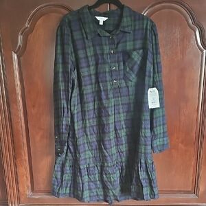 Time and Tru Green Plaid Shirt